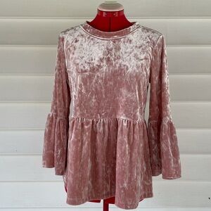 Cupio Crushed Velvet Bell Sleeves Top Sz L